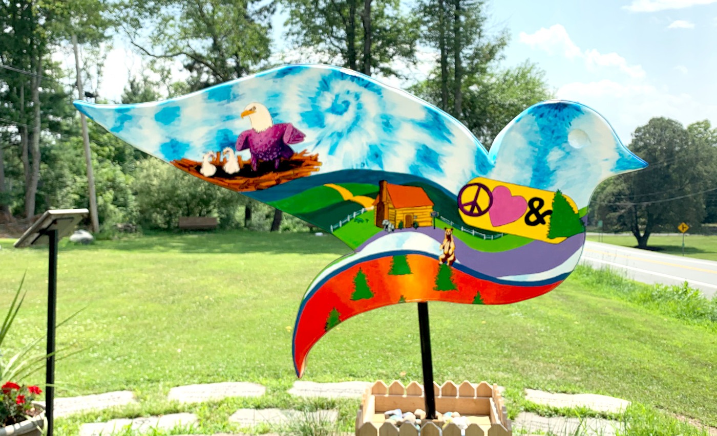 Close-up of the 'Town of Forestburgh Dove,' showcasing detailed artwork that embodies the spirit of nature and the rich history of the Town of Forestburgh in Forestburgh, NY.